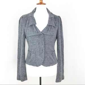 Nanette Lepore Jacket Blazer Grey Knit Wool Blend